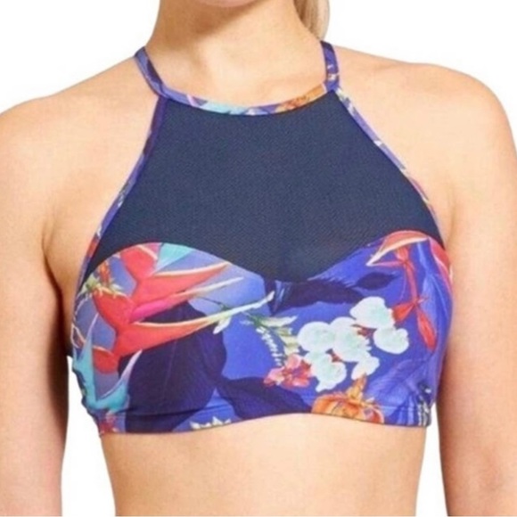 Athleta Other - ATHLETA Lucia Mesh Bikini Top Floral Tropical Hawaii Small Blue Pink Purple VGC!